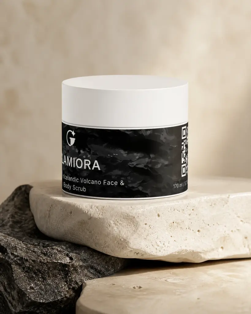 Glamiora Icelandic Volcano Face & Body Scrub editorial product photography