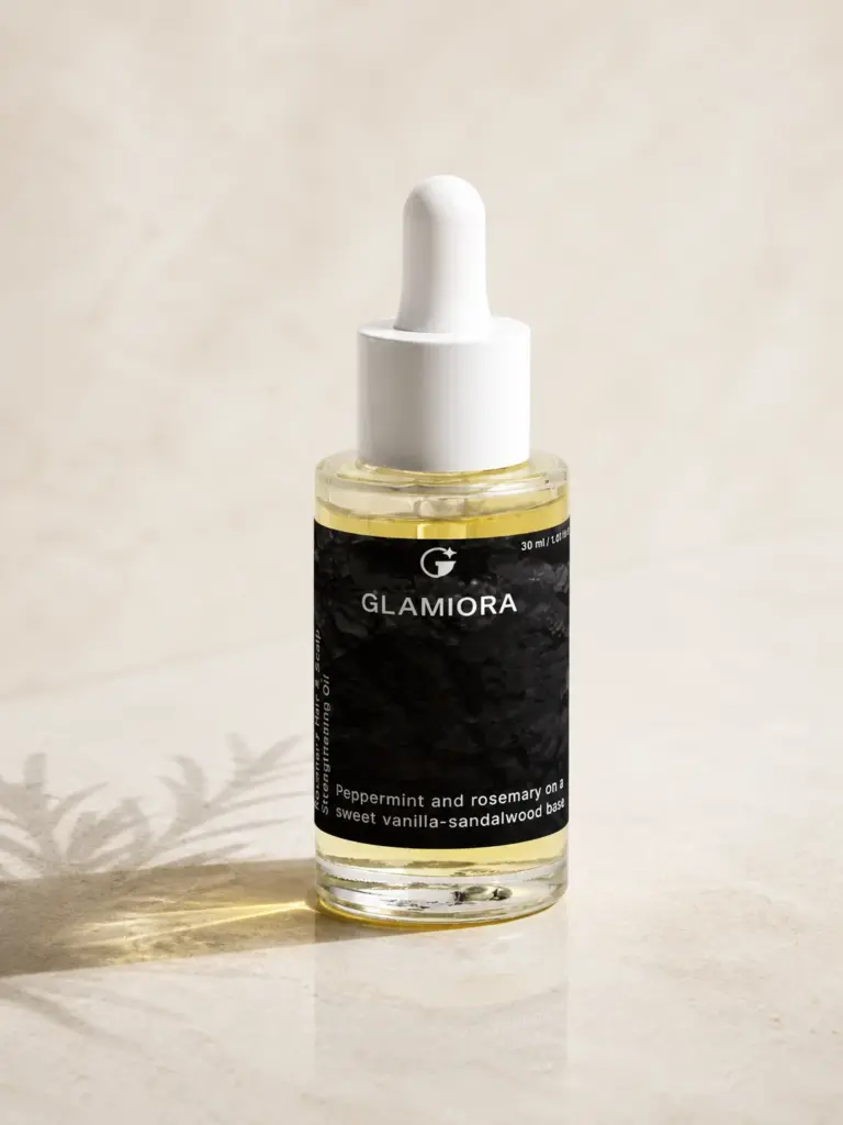 Glamiora Rosemary Hair & Scalp Strengthening Oil editorial product photography